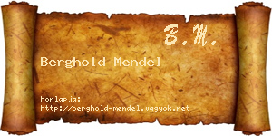 Berghold Mendel névjegykártya